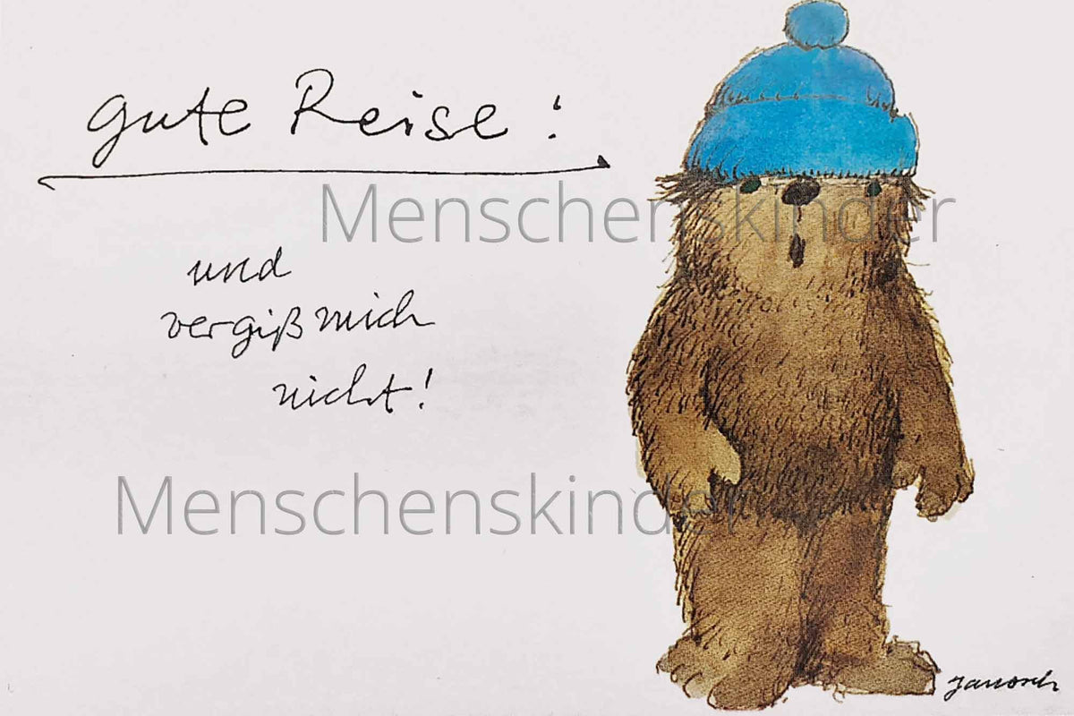 Janosch Postkarte - Gute Reise vom Bär – Menschenskinder