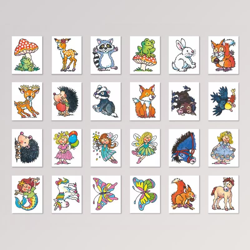 20 Blätter Nutztiere Tattoos Für Kinder - Bauernhof Motive Traktor Tattoo Aufkleber - Hautfreundlich & Wasserdicht