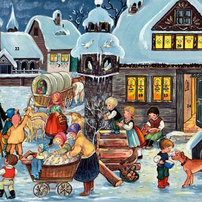 Adventskalender Klappkarte - Weihnachten auf dem Lande von Sellmer Verlag