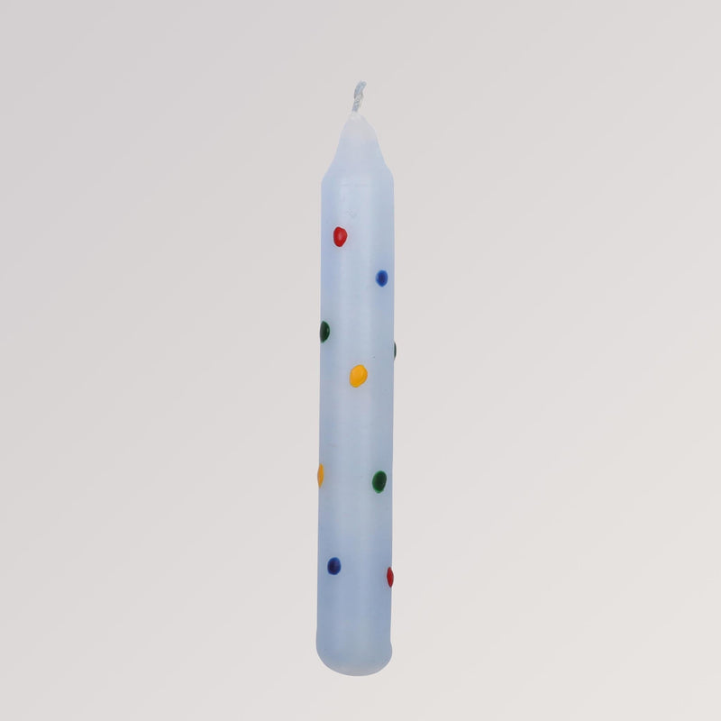 Geburtstagskerze hellblau mit bunten Punkten von Ahrens