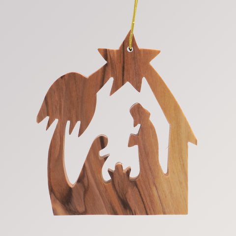 Anhänger Heilige Familie - Ornament aus Olivenholz von Weihnachtsdeko aus Betlehem