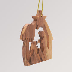 Anhänger Heilige Familie - Ornament aus Olivenholz von Weihnachtsdeko aus Betlehem
