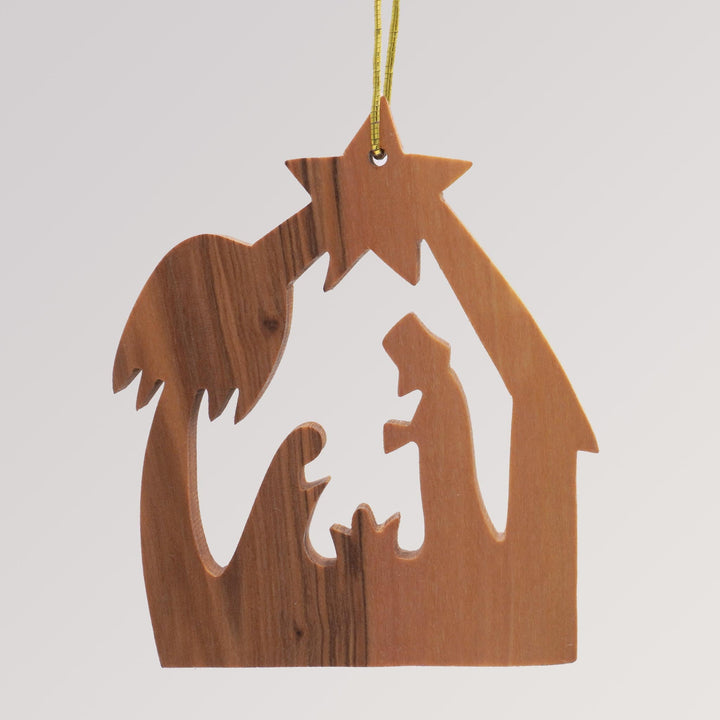 Anhänger Heilige Familie - Ornament aus Olivenholz von Weihnachtsdeko aus Betlehem
