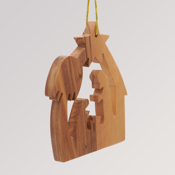 Anhänger Heilige Familie - Ornament aus Olivenholz von Weihnachtsdeko aus Betlehem