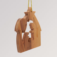 Anhänger Heilige Familie - Ornament aus Olivenholz von Weihnachtsdeko aus Betlehem