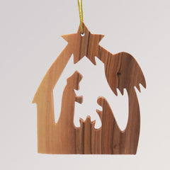 Anhänger Heilige Familie - Ornament aus Olivenholz von Weihnachtsdeko aus Betlehem