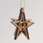 Weihnachtsstern 3D Baumanhänger - Ornament Olivenholz von Weihnachtsdeko aus Betlehem