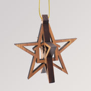 Weihnachtsstern 3D Baumanhänger - Ornament Olivenholz von Weihnachtsdeko aus Betlehem