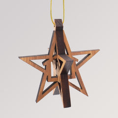 Weihnachtsstern 3D Baumanhänger - Ornament Olivenholz von Weihnachtsdeko aus Betlehem
