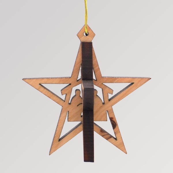 Weihnachtsstern 3D Baumanhänger - Ornament Olivenholz von Weihnachtsdeko aus Betlehem