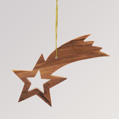 Baumanhänger Stern mit Schweif - Ornament Olivenholz von Weihnachtsdeko aus Betlehem