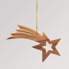 Baumanhänger Stern mit Schweif - Ornament Olivenholz von Weihnachtsdeko aus Betlehem