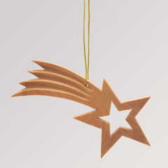 Baumanhänger Stern mit Schweif - Ornament Olivenholz von Weihnachtsdeko aus Betlehem