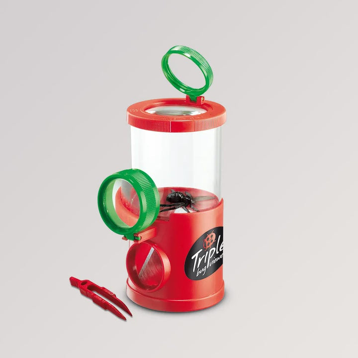 Crazy Bug Viewer von Crazy Three in rot - 3-Wege-Becherlupe für Kinder zum Untersuchen von Insekten