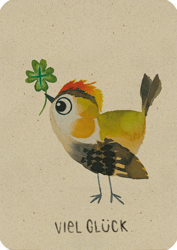 Postkarte - Vogel mit Kleeblatt von Discordia