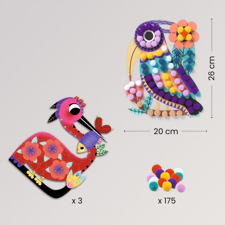 Bastelpackung Vögel von Djeco, bunte Vögel bekleben von 3-6 Jahren