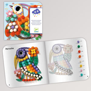 Bastelpackung Vögel von Djeco, bunte Vögel bekleben von 3-6 Jahren