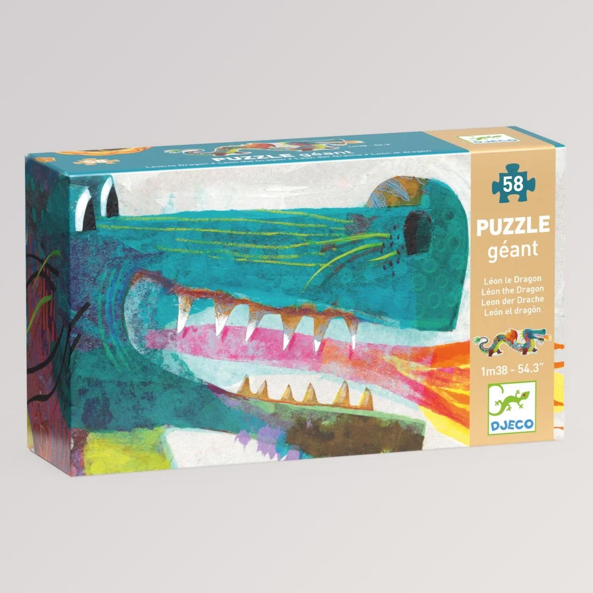 Bodenpuzzle: Leon der Drache mit 58 Teilen von Djeco - für Kinder ab 5 Jahren