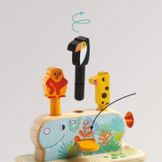 Erstes Lernen: Multi Pop von Djeco - buntes Lernspiel zum Tiere Affe, Pinguin und Giraffe über Motorik springen lassen