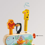 Erstes Lernen: Multi Pop von Djeco - buntes Lernspiel zum Tiere Affe, Pinguin und Giraffe über Motorik springen lassen