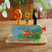 Erstes Lernen: Multi Pop von Djeco - buntes Lernspiel zum Tiere Affe, Pinguin und Giraffe über Motorik springen lassen