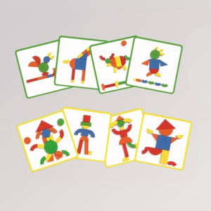 Holz Magnete: Geoform von Djeco - Bunte Figuren legen aus einzelnen Elementen an Magnetwand