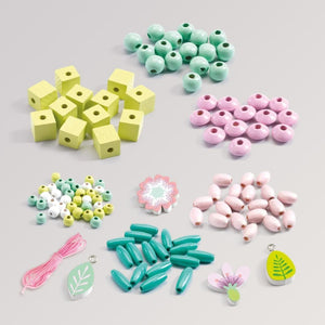 Schmuck basteln: Holzperlen Blätter und Blumen von Djeco