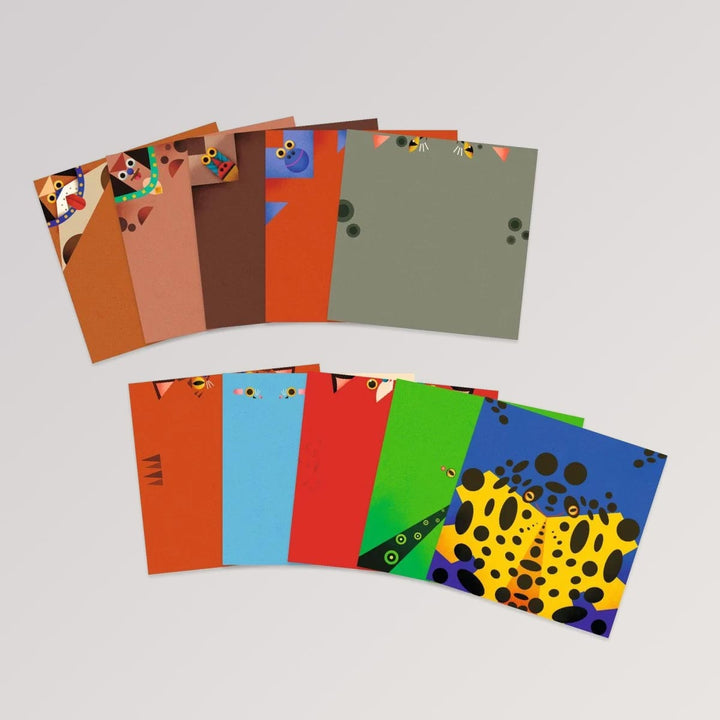 Papierbögen in unterschiedlichen Farben von Origami - Springende Tiere von Djeco