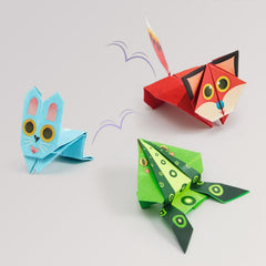 3 Tiere, Frosch, Hund und Hase von Origami - Springende Tiere von Djeco