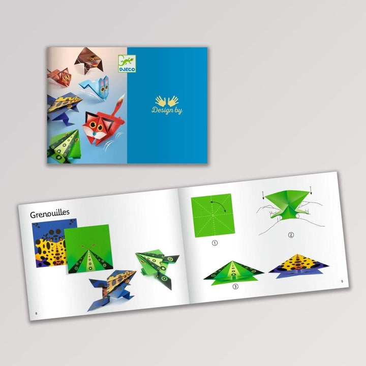 Offenes Heft von Origami - Springende Tiere von Djeco
