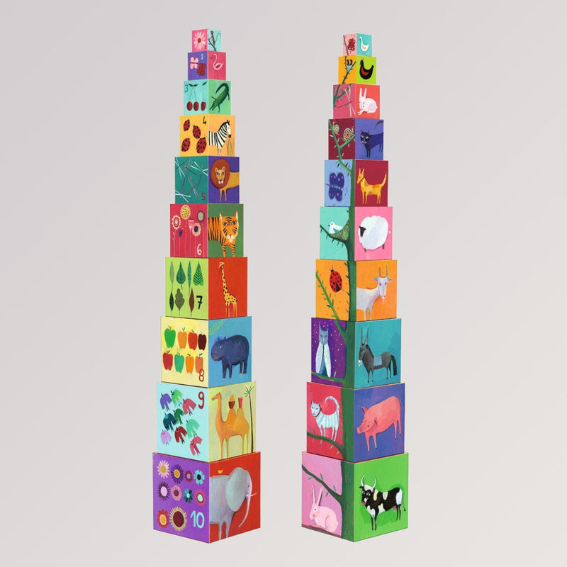Stapelturm: 10 nature and animal blocks von Djeco