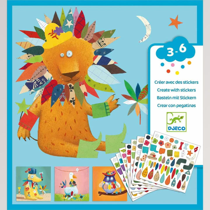 Sticker 3-6: Stickerbild Tiere von Djeco - Stickercollagen erstellen