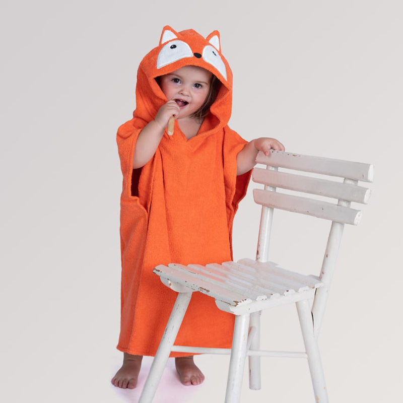 Bio-Badeponcho Fuchs von Fürnis - Bademantel für Kinder in rot