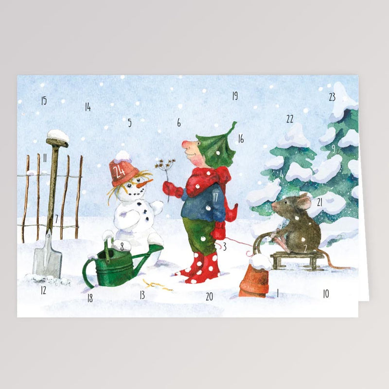 Adventskalender Klappkarte: Giesbert der Regenrinnen-Wicht von Grätz Verlag