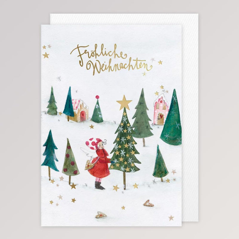 Klappkarte Weihnachtsbäume im Schnee von Graetz Verlag