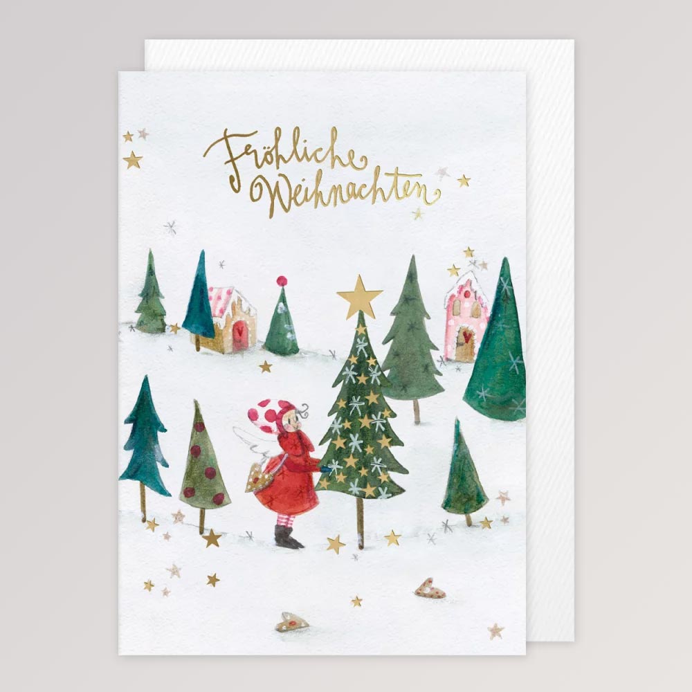 Klappkarte Weihnachtsbäume im Schnee von Graetz Verlag