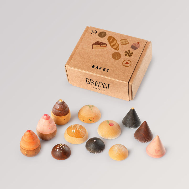 Bakes - handbemaltes Gebäck aus Holz von Grapat mit Box