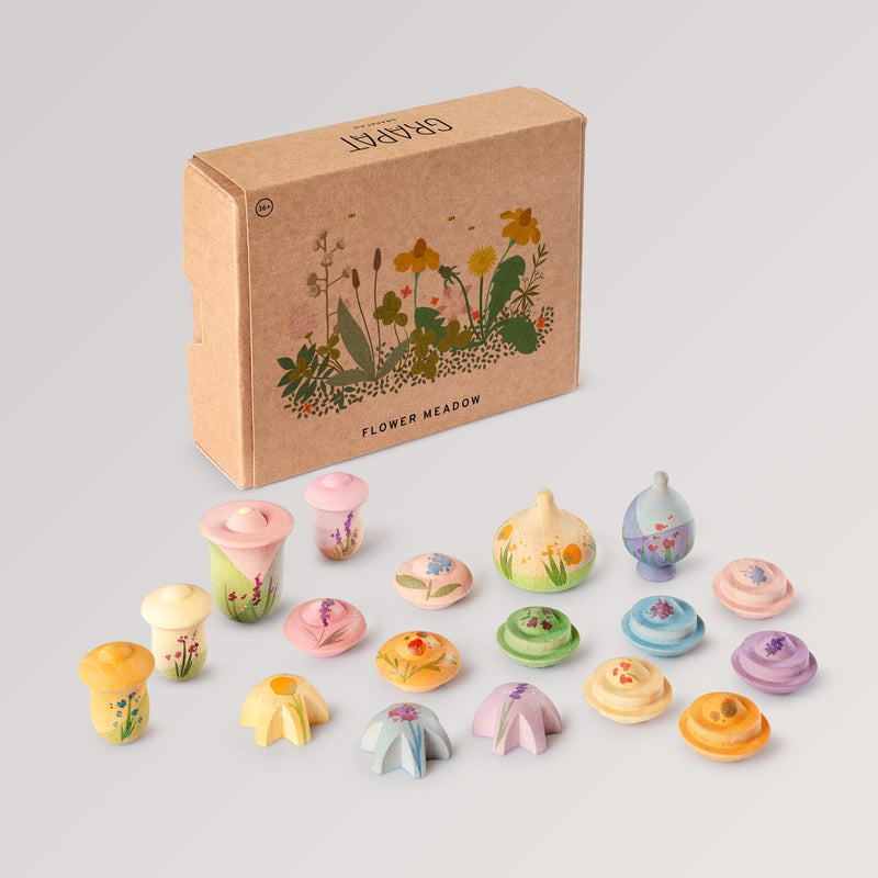 Flower Meadow von Grapat: handbemalte Blumen aus Holz mit Box