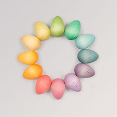 12 bunte Eier aus Holz - Happy Eggs von Grapat