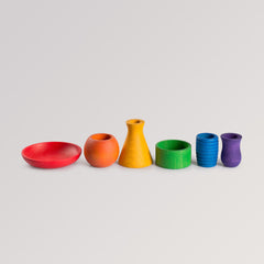 Grapat Pots - 6 Töpfe und Teller aus Holz in verschiedenen Farben