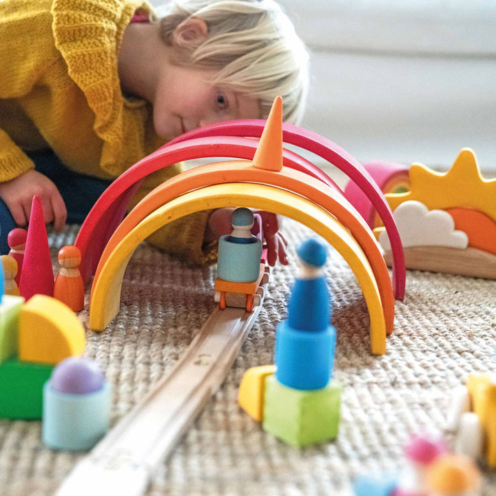 Bauspiel Holzzug von Grimms