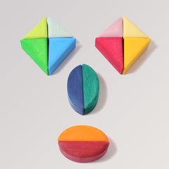 Schaukelschiffe von Grimm's (12-teilig) in 4 Farbtönen aus Holz