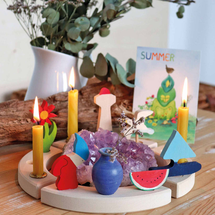 Geburtstagsstecker Blaue Vase aus Keramik von Grimms zur Dekoration