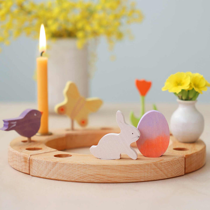 Grimms Steckfiguren Osterset Batik orange-lila Deko Beispiel mit Festtagsring