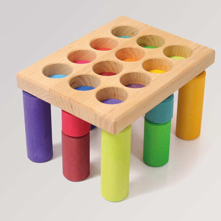 Steckspiel Kleine Bauwalzen Regenbogen von Grimms