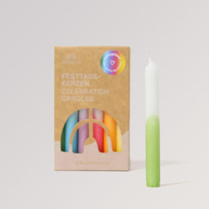 Weihnachtskerze Dip-Dye Regenbogen (12 Stück) von Grimm's