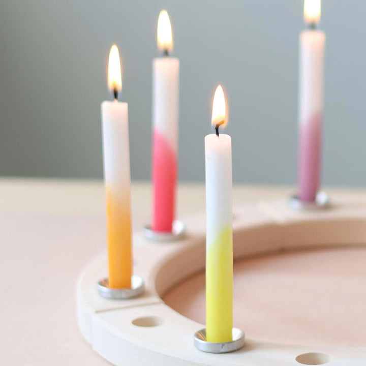 Weihnachtskerze Dip-Dye Regenbogen (12 Stück) von Grimm's
