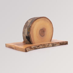 Krippe aus Olivenholz Heilige Familie - Rund mit Rinde von Weihnachtsdeko aus Betlehem