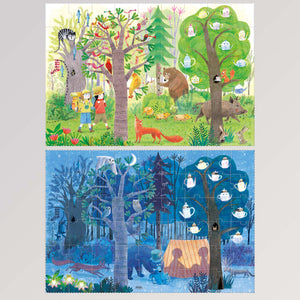 Puzzle Night & Day in the Forest | Wendepuzzle | 54 Teile