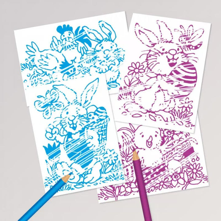 Lutz Mauder Zauberblock Ostern - Schraffur mit blauen und roten Stiften